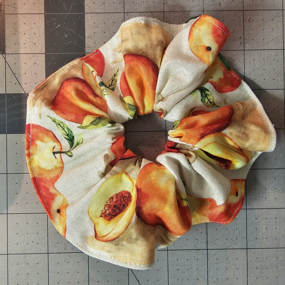 Handmade Jumbo Peach Print Hair Scrunchie